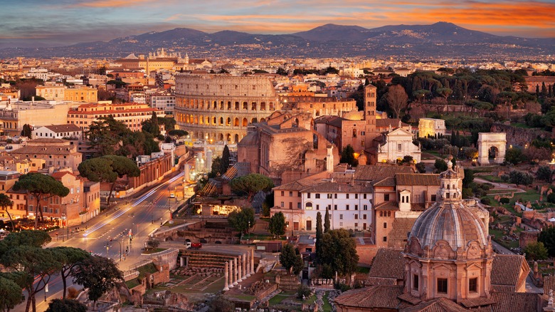 Rome skyline at sunset