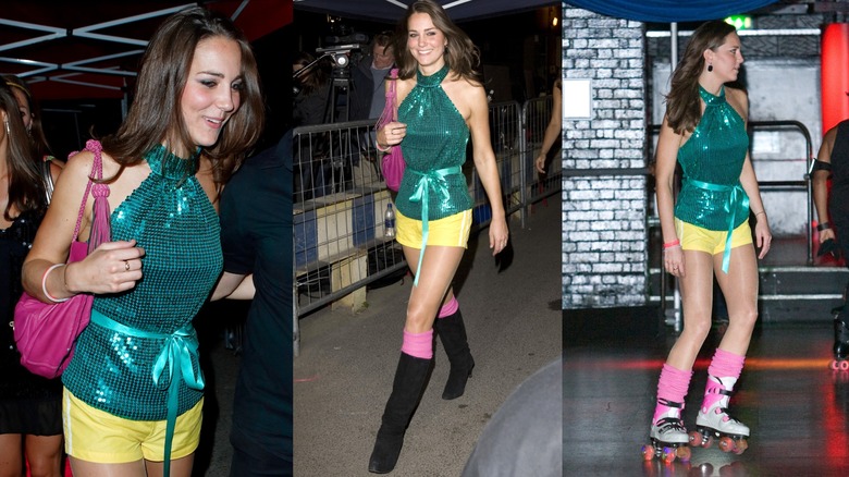 Kate Middleton, the Princess of Wales, at a charity roller disco event in September 2008
