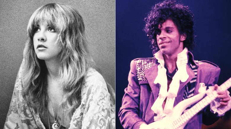 Close up of Stevie Nicks and close up of Prince