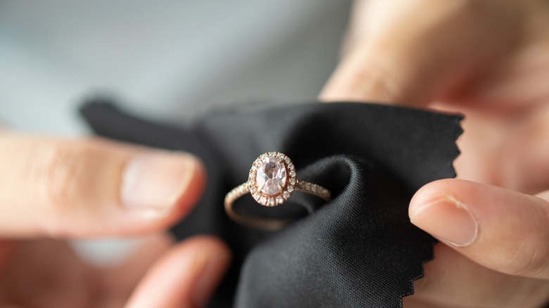 Someone cleaning ring