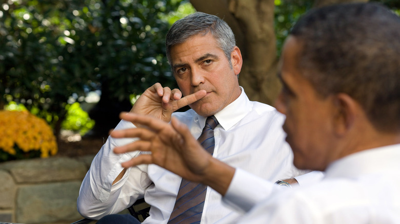 George Clooney and Barack Obama being serious