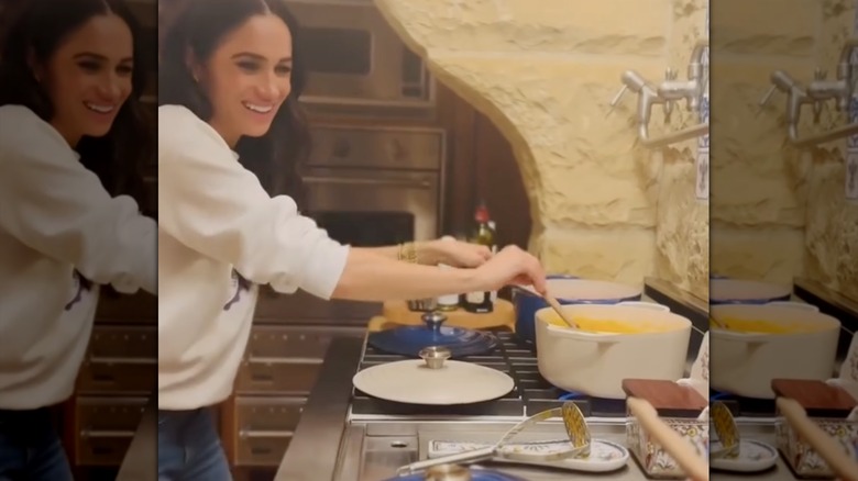 Meghan Markle making preserves on the stove