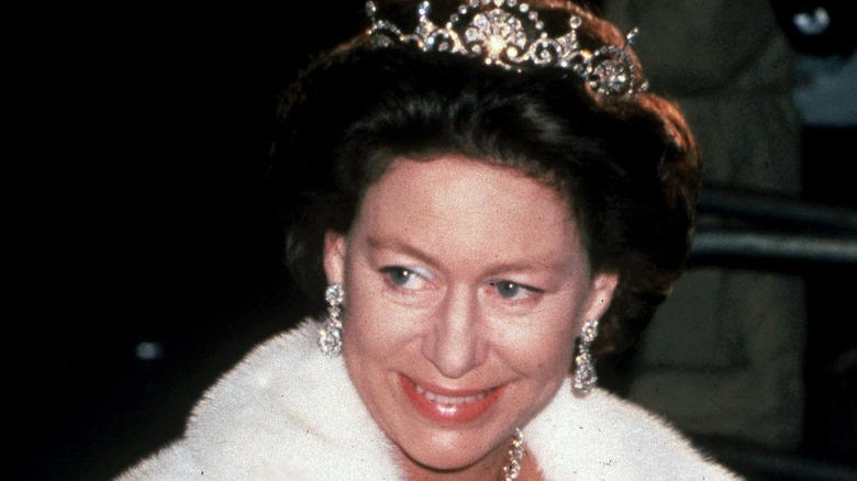 Princess Margaret in tiara and diamond earrings