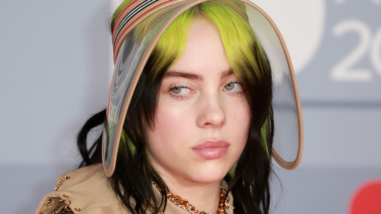 Billie Eilish in plastic hat
