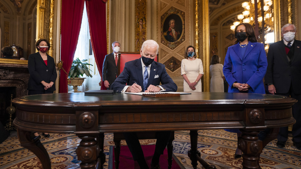 Biden signing inauguration declaration