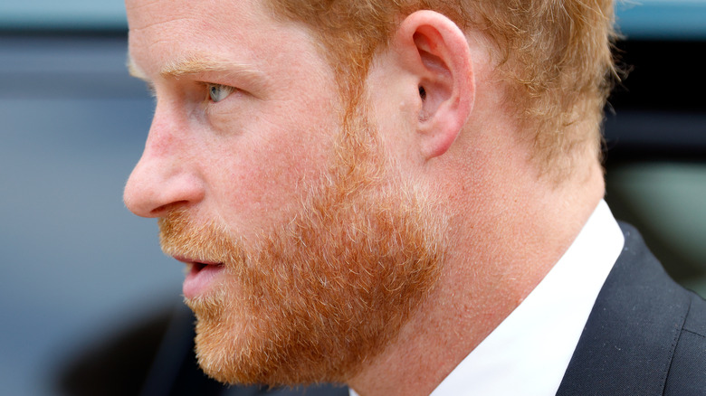Prince Harry looks perturbed