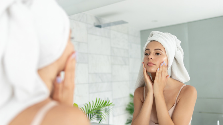 Woman doing skincare routine 