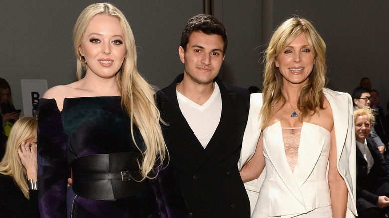 Marla Maples smiling with Michael Boulos and Tiffany Trump