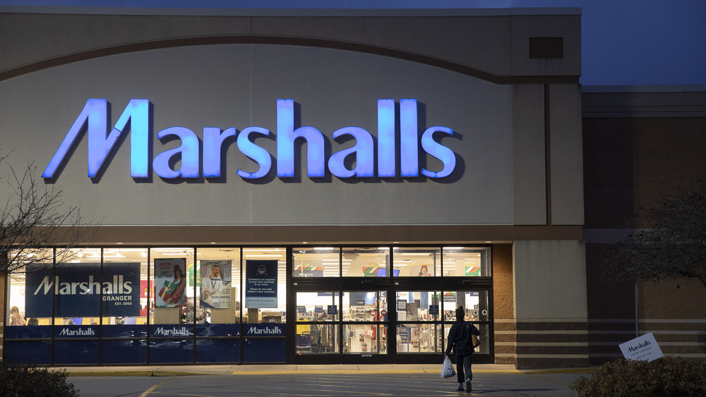 A Marshall's storefront at night 