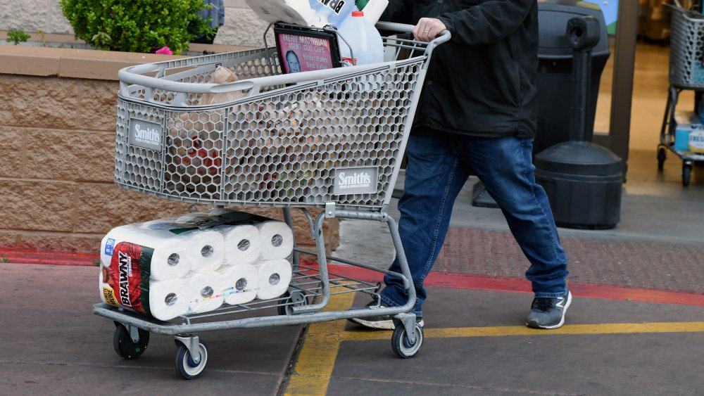 Shopping cart full of groceries