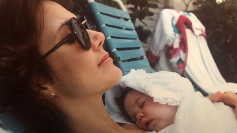 Lynda Carter with baby daughter