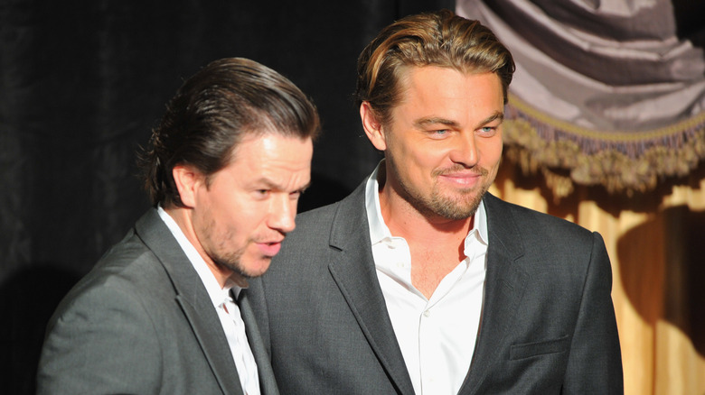Mark Wahlberg with Leonardo DiCaprio at a movie premier