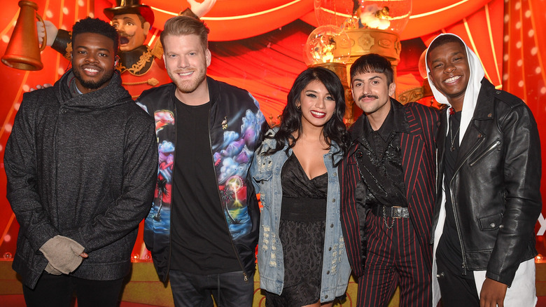 Matt Sallee (far right) with Pentatonix at a holiday event in 2017