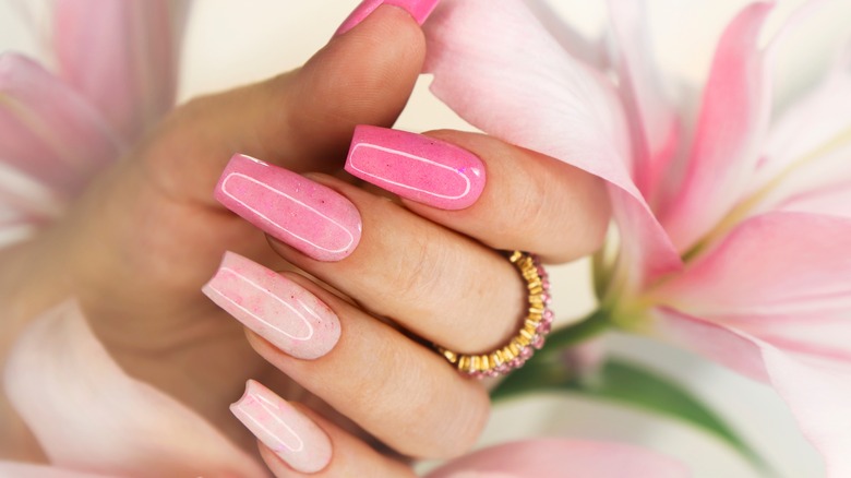Pink nail manicure 