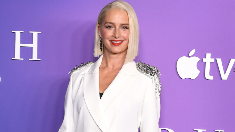 Katherine LaNasa smiling at the season 3 premiere of "Truth Be Told" in 2023