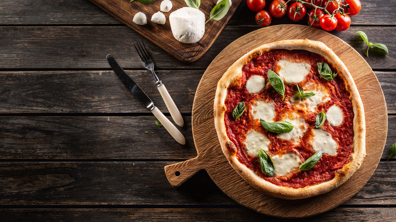 Pizza on a pizza paddle