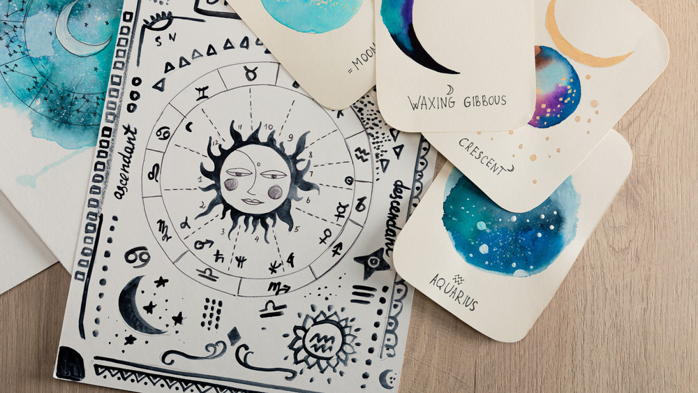 Painted horoscope cards