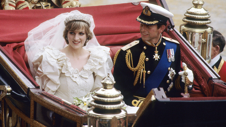 Diana Frances Spencer and Prince Charles on their wedding day in July 1981