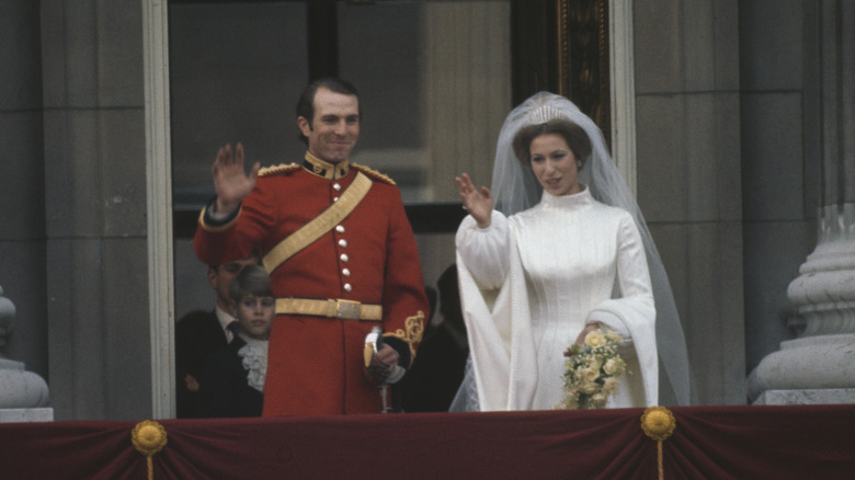 Princess Anne and Mark Phillips' in 1973, photographed on their wedding day