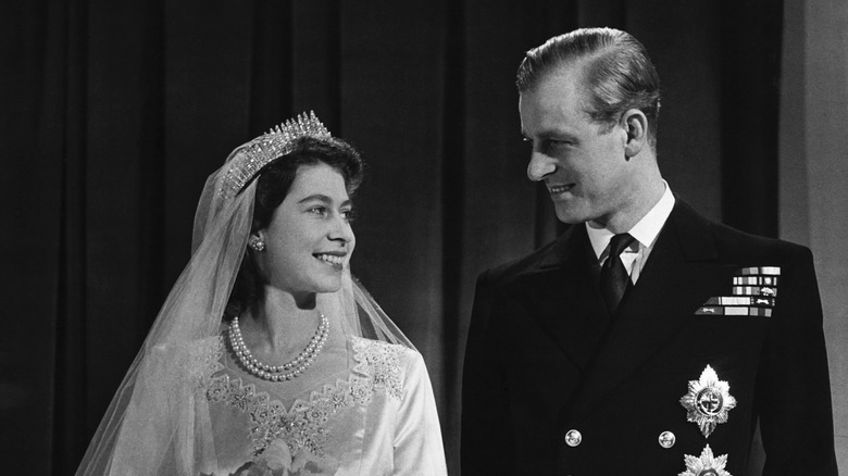 Queen Elizabeth II and Philip Mountbatten on their wedding day November 20, 1947