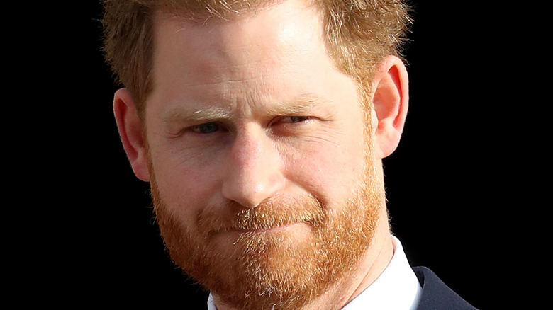 Prince Harry poses in a suit