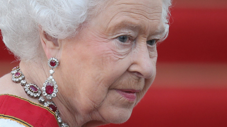 Queen Elizabeth  in diamond and ruby jewels