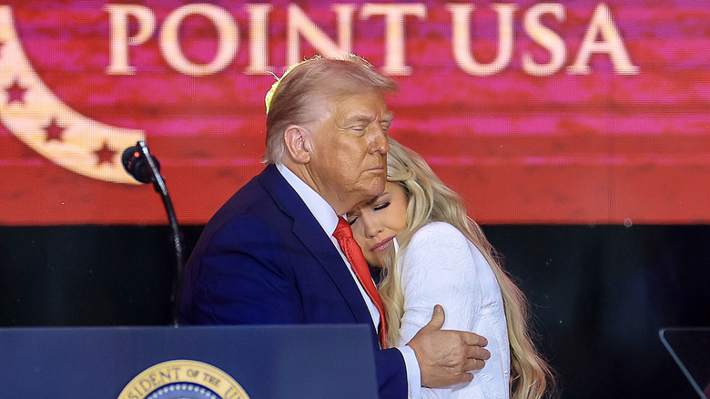 Erika Kirk hugging Donald Trump at Charlie Kirk's memorial
