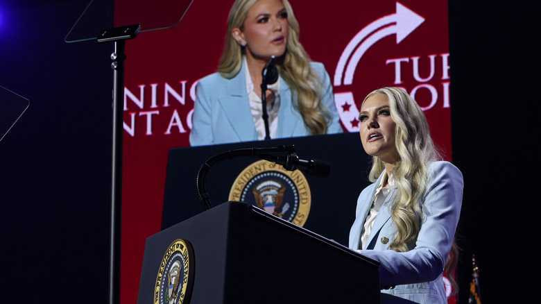 Erika Kirk speaking at a Turning Point event in 2026