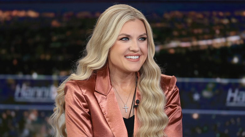 Erika Kirk smiling on Hannity in 2025