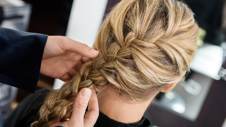 Stylish braiding asymmetrical French braid