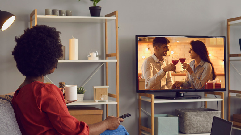 woman watching television