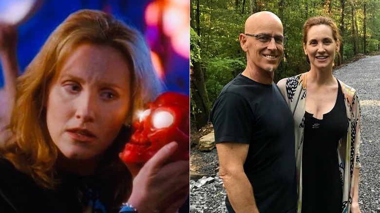 L: Judith Hoag shared a photo from a scene of "Halloweentown" ; R: Judith Hoag and husband pose for a photo together