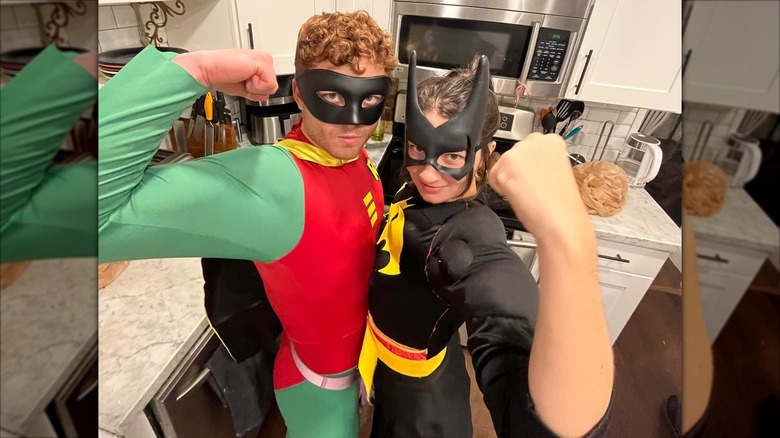 Caleb Foote dressed as Robin and Reagan Jobie dressed as batman.