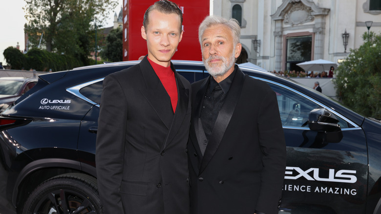 Christoph Waltz and Felix Kammerer smiling