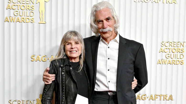Katharine Ross and Sam Elliott posing together at the SAG Awards in 2023