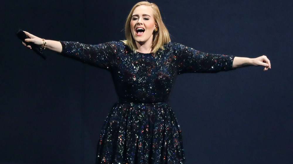 Adele performing on stage