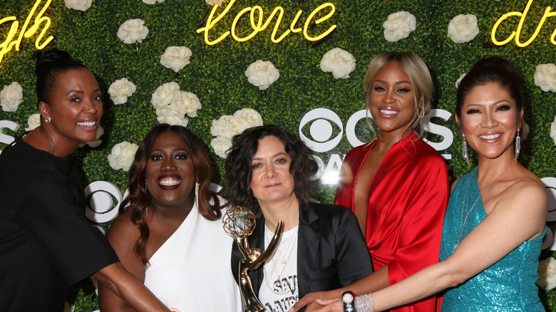 Aisha Tyler and her "The Talk" co-hosts post with their Daytime Emmy Award