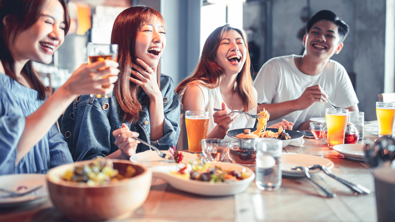 Young people drinking beer