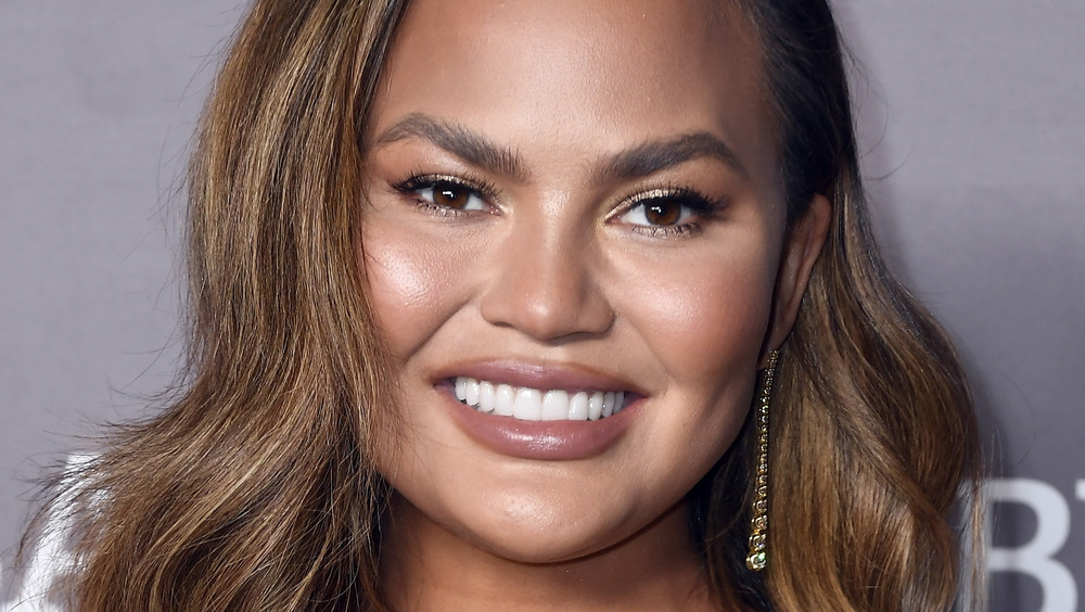 Chrissy Teigen wears her hair down