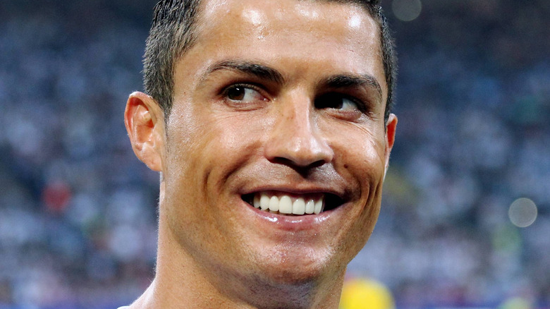 Cristiano Ronaldo smiling mid-match