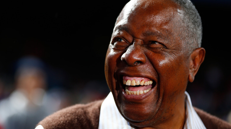 Hank Aaron laughing