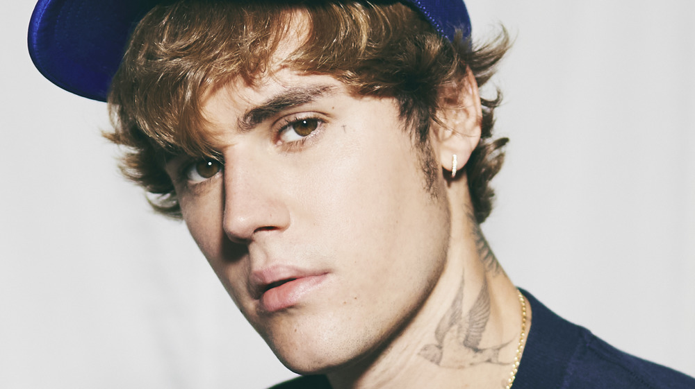 close up of Justin Bieber's face
