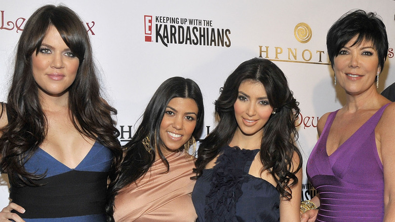 Kris Jenner and the Kardahian sisters at an event.