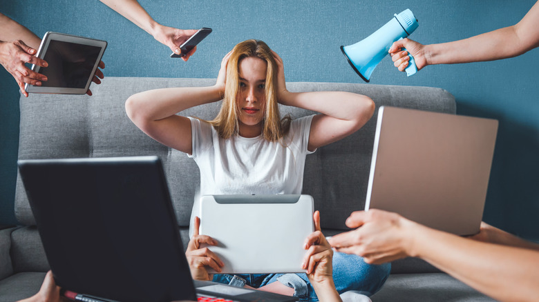 person being stressed by technology 