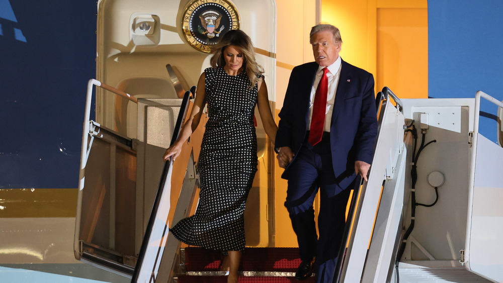 Donald Trump and Melania Trump exiting Air Force One