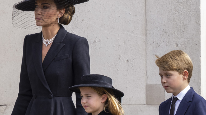 Princess of Wales with children Princess Charlotte and Prince George