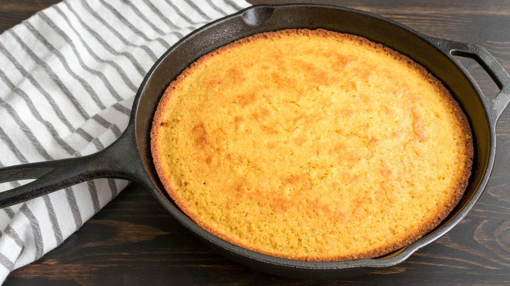 cornbread in a skillet 