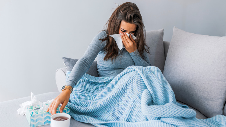 woman battling the flu 