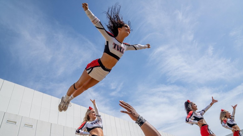 Trinity Valley Community College flying during a stunt