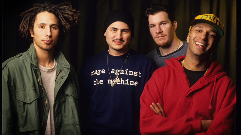 Rage Against the Machine posing